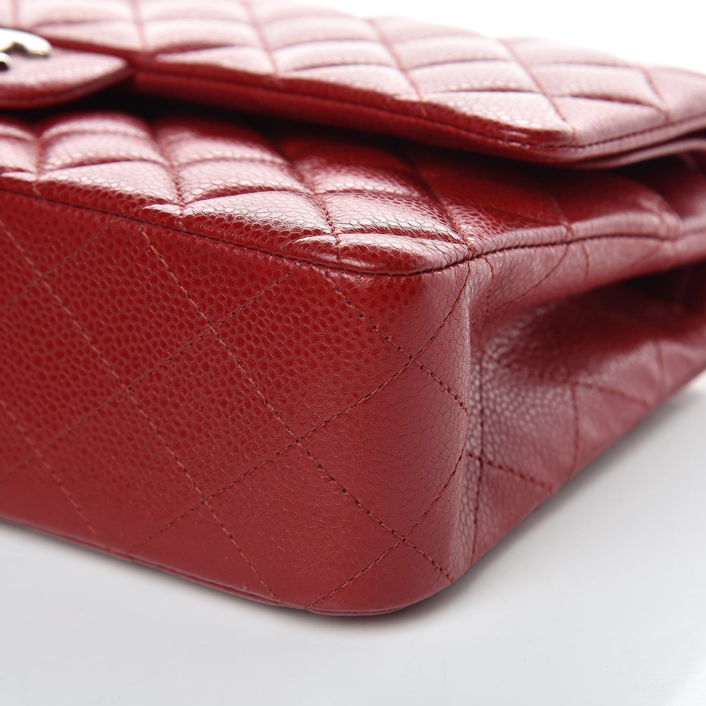 Caviar Quilted Medium Double Flap Dark Red