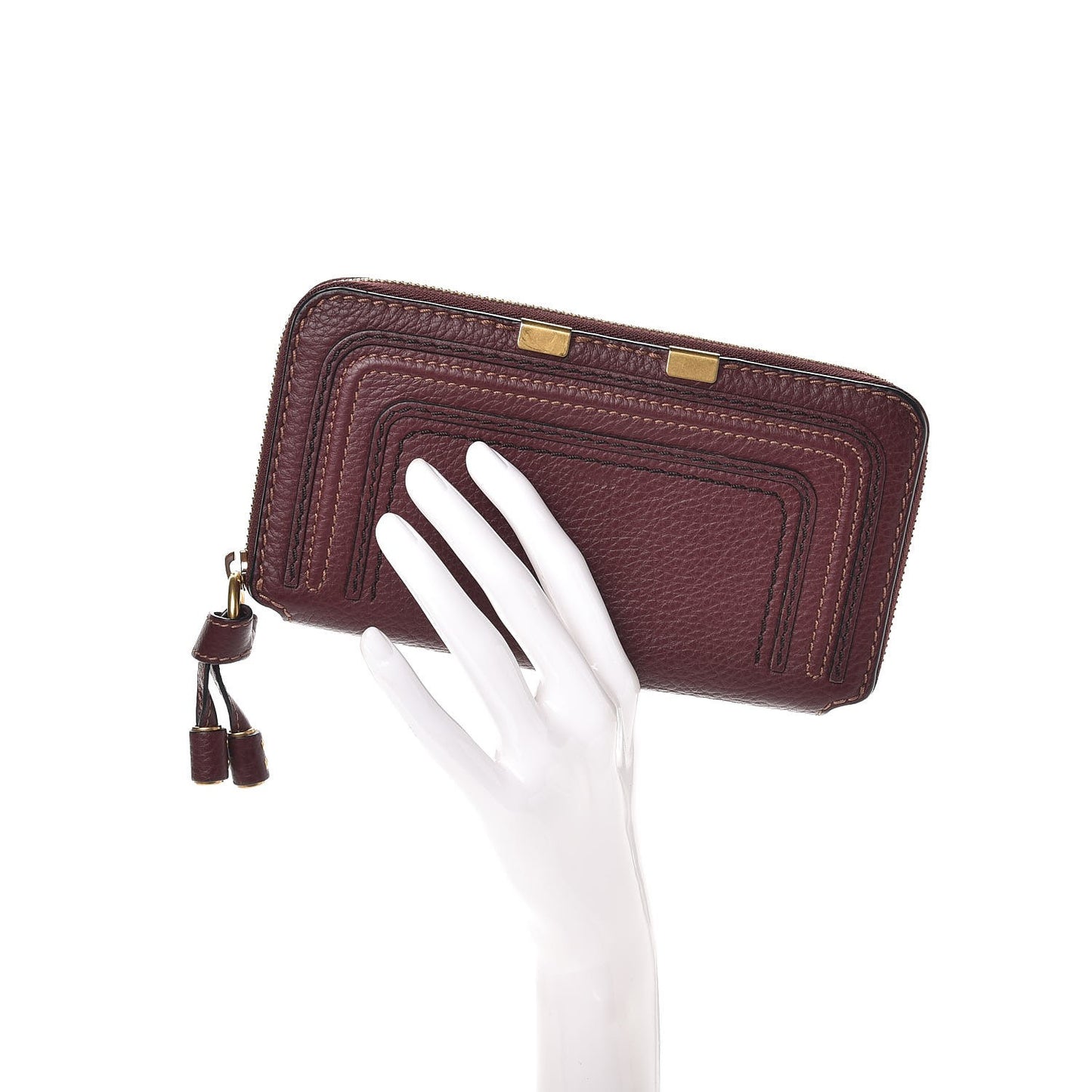 Grained Calfskin Marcie Long Zip Around Wallet Dark Velvet