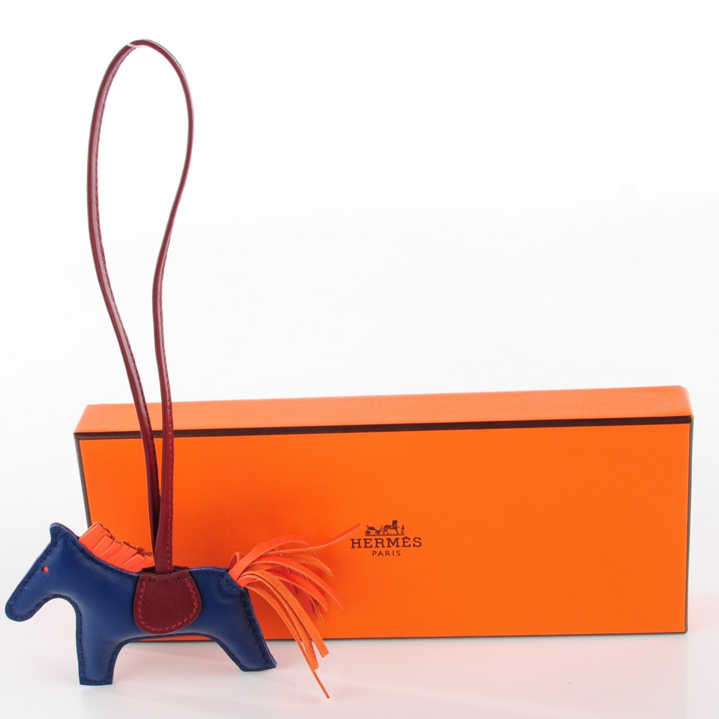 Milo Lambskin Grigri Rodeo Horse Bag Charm PM Bleu de Malte Rouge H Peony