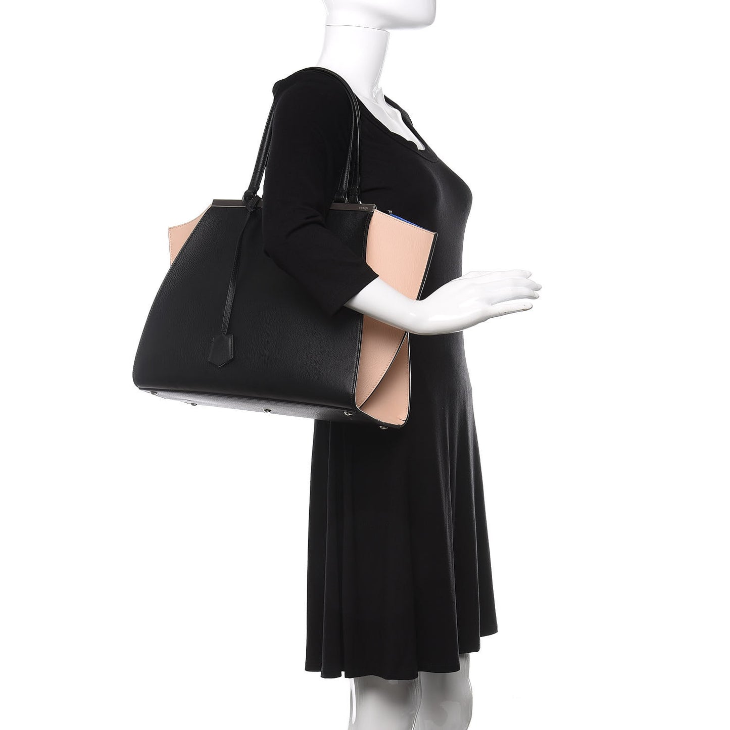 Vitello Dolce Bi-Color Large 3Jours Tote Black Plaster