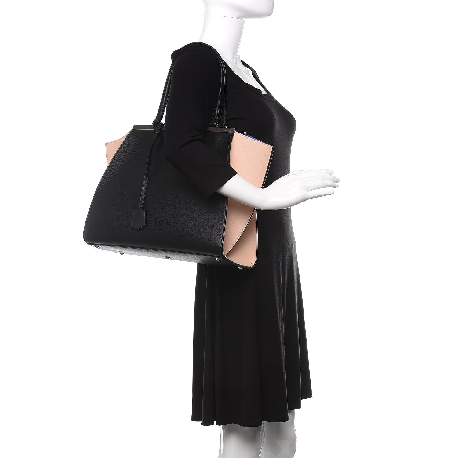 Fendi Vitello Dolce Bi-Color Large 3Jours Tote Black Plaster 2 of 10