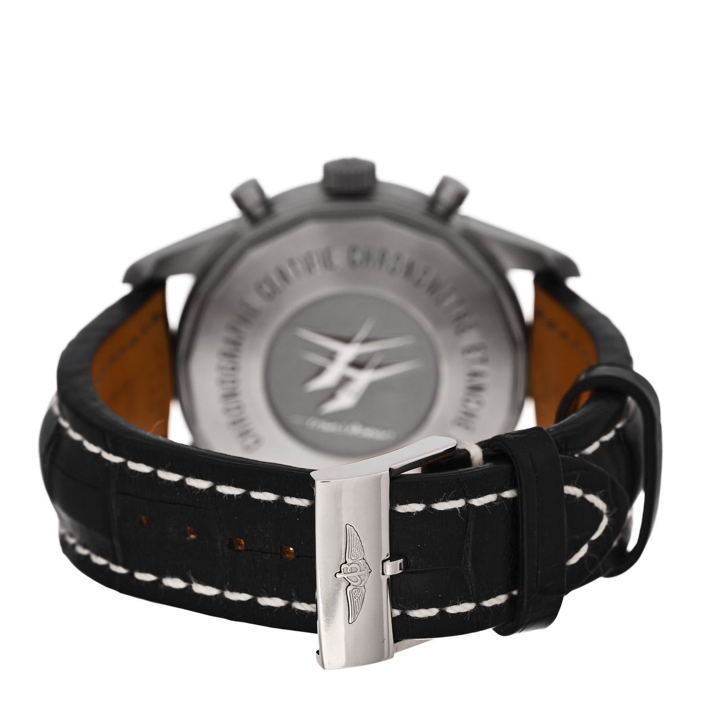 Stainless Steel Alligator 46mm Transocean Unitime Pilot Chronograph Automatic Watch Black AB0510U9/C879