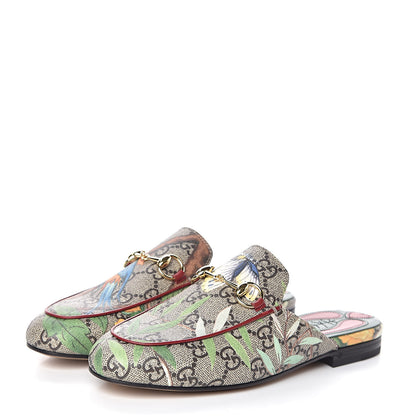 Gucci GG Supreme Monogram Tian Womens Princetown Slippers 34 Beige Ebony Multicolor 3 of 9