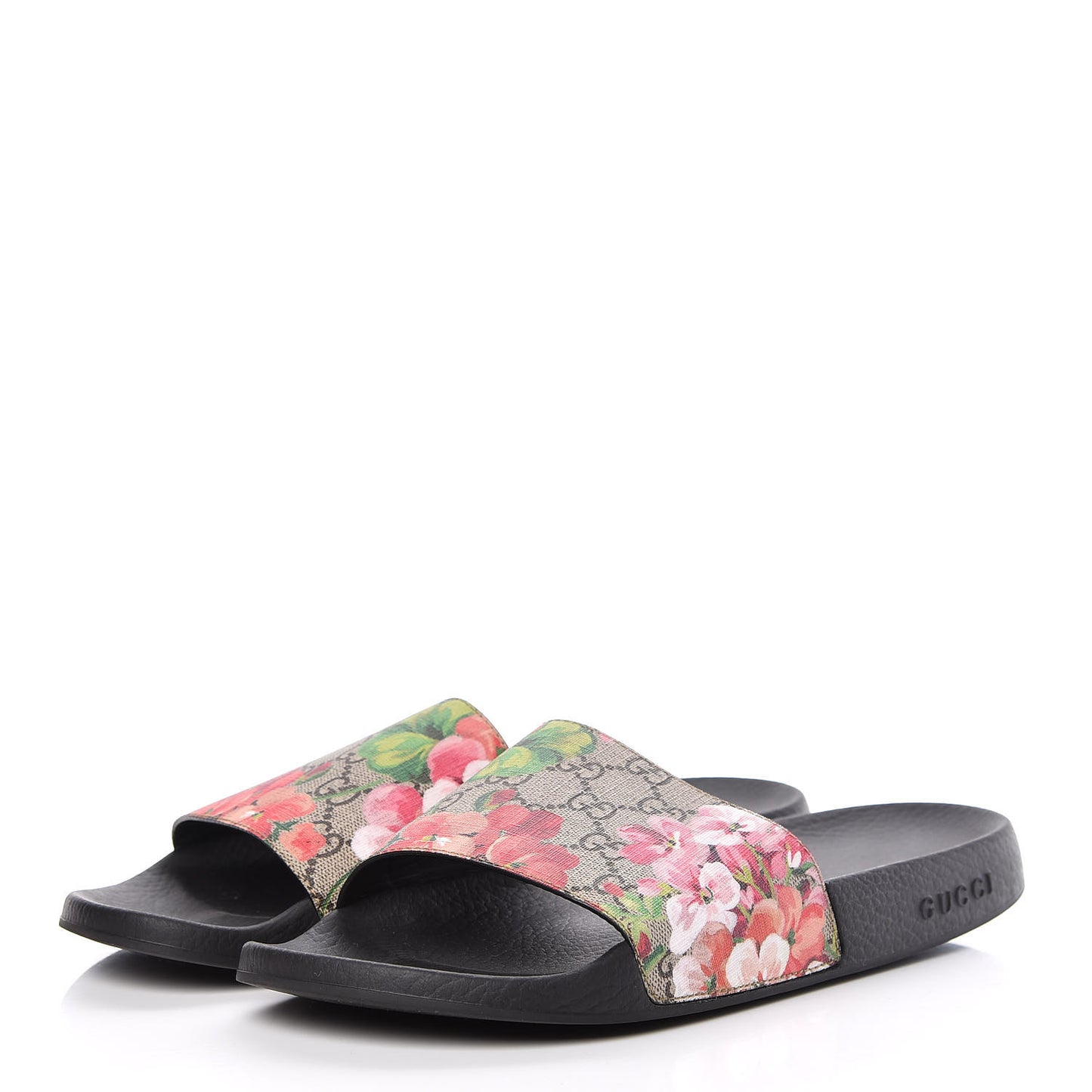 GG Supreme Monogram Blooms Slide Sandals 42 Beige Multicolor