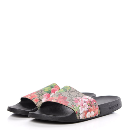 Gucci GG Supreme Monogram Blooms Slide Sandals 42 Beige Multicolor 3 of 8
