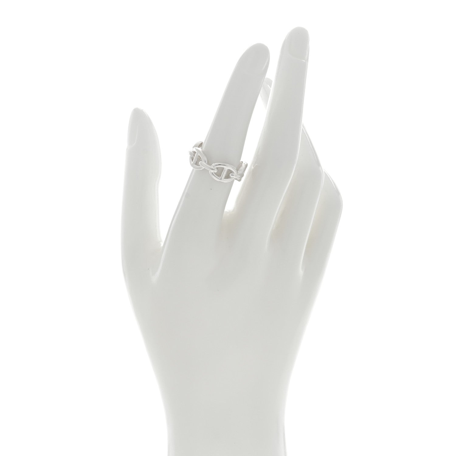 Hermes Sterling Silver PM Chaine d'Ancre Enchainee Band Ring 53 6.25 2 of 5