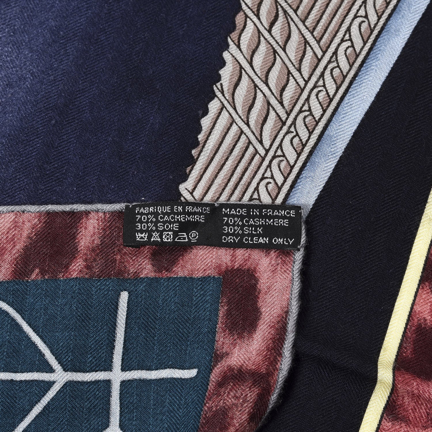 Hermes Cashmere Silk Selle d'Officier En Grande Tenue Shawl 140 Marine Petrole Ciel 2 of 3