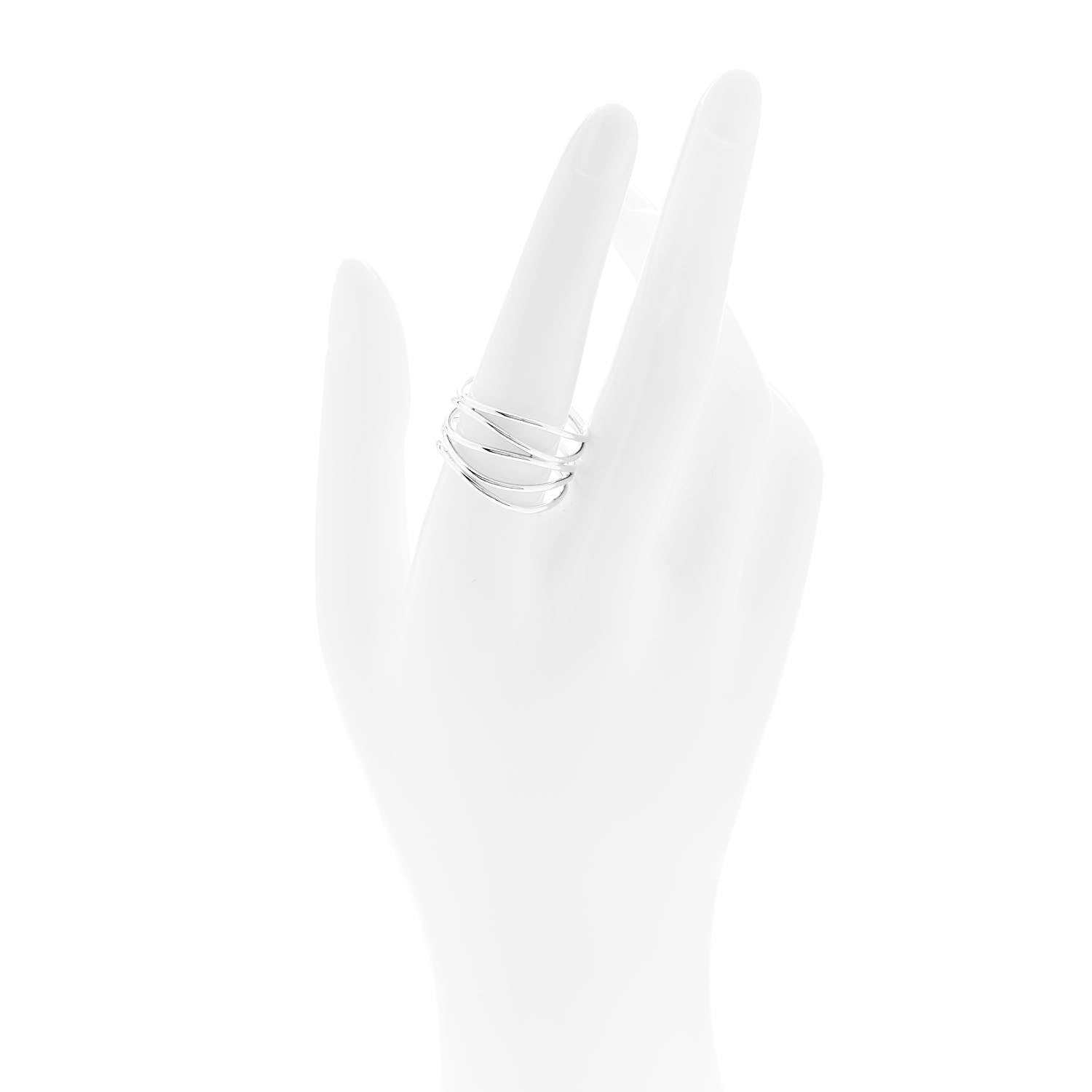 Tiffany Sterling Silver Elsa Peretti 5 Row Wave Ring 61 9.5 2 of 4