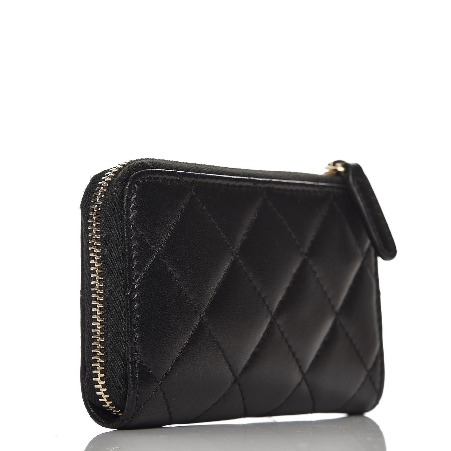 Lambskin Quilted Key Holder Case Black