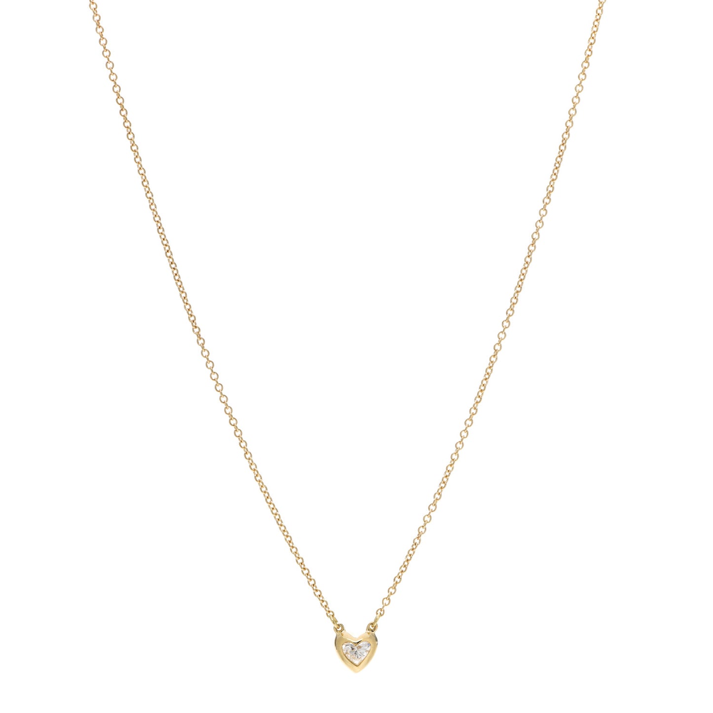 18K Yellow Gold Diamond .17ct Elsa Peretti Diamonds by the Yard Heart Pendant Necklace