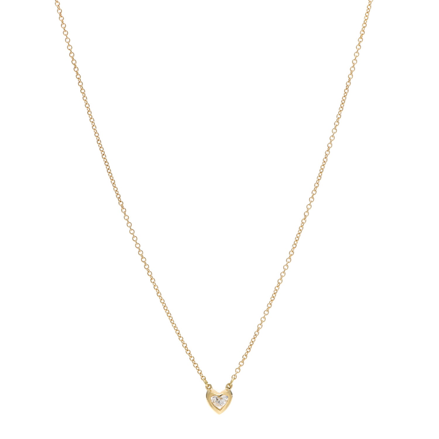 Tiffany 18K Yellow Gold Diamond .17ct Elsa Peretti Diamonds by the Yard Heart Pendant Necklace 1 of 8