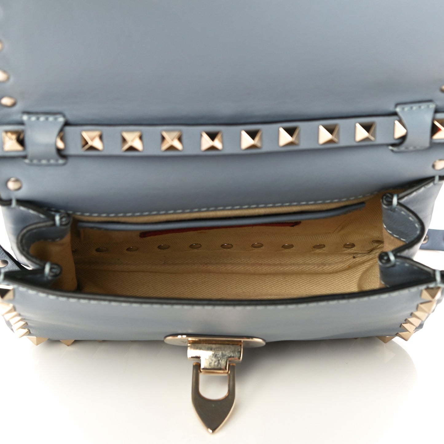 Vitello Mini Rockstud Flap Saddle Crossbody Bag London Stone