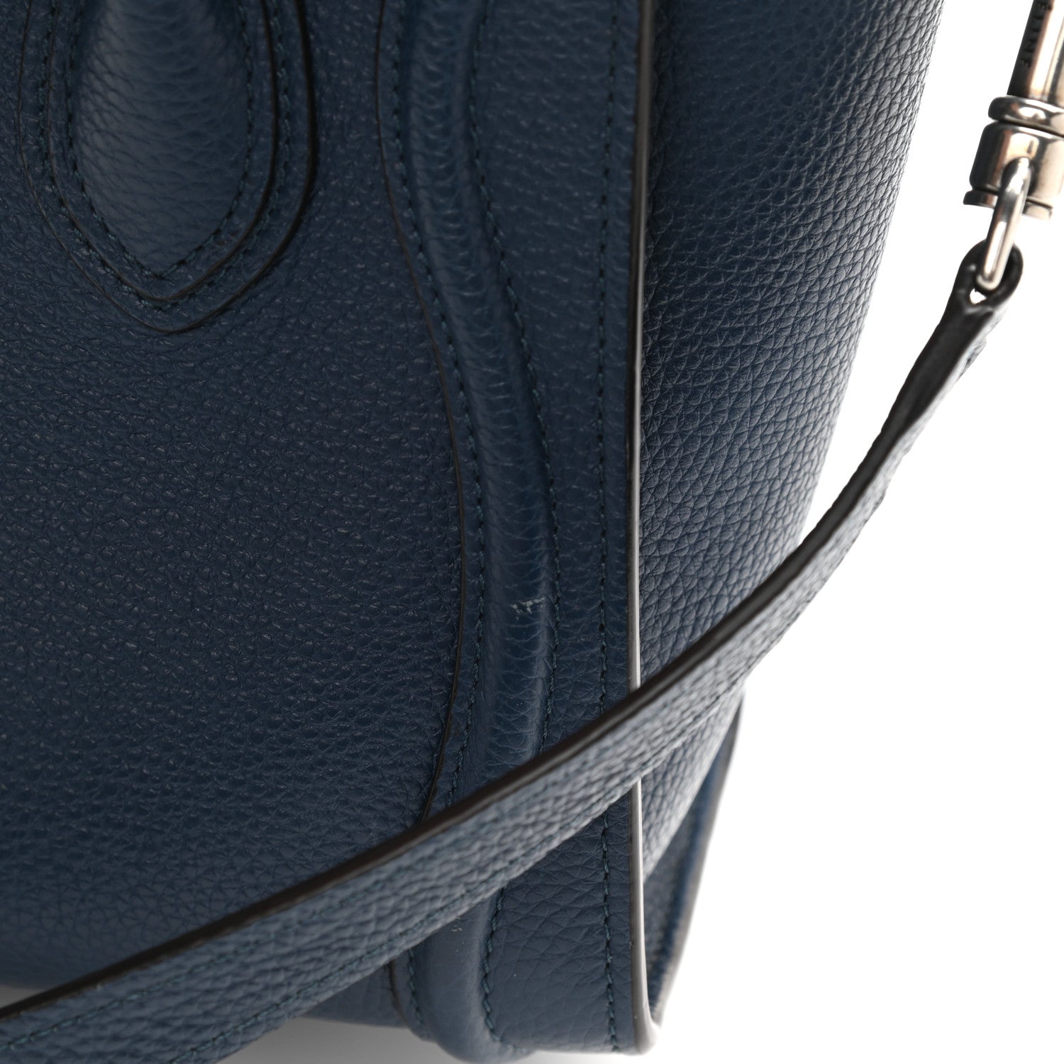 Celine Drummed Calfskin Nano Luggage Petrol 11 of 14