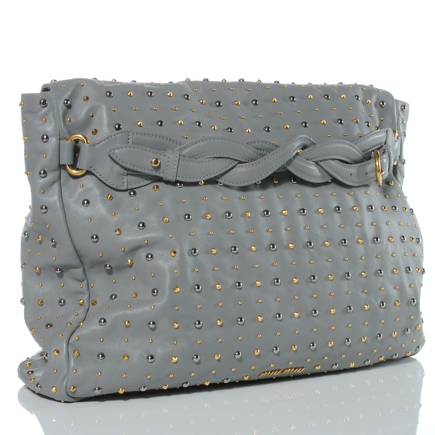 Soft Calf Studded Pochette Bag Nube