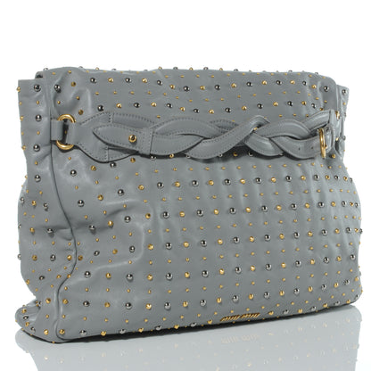 Miu Miu Soft Calf Studded Pochette Bag Nube 3 of 10
