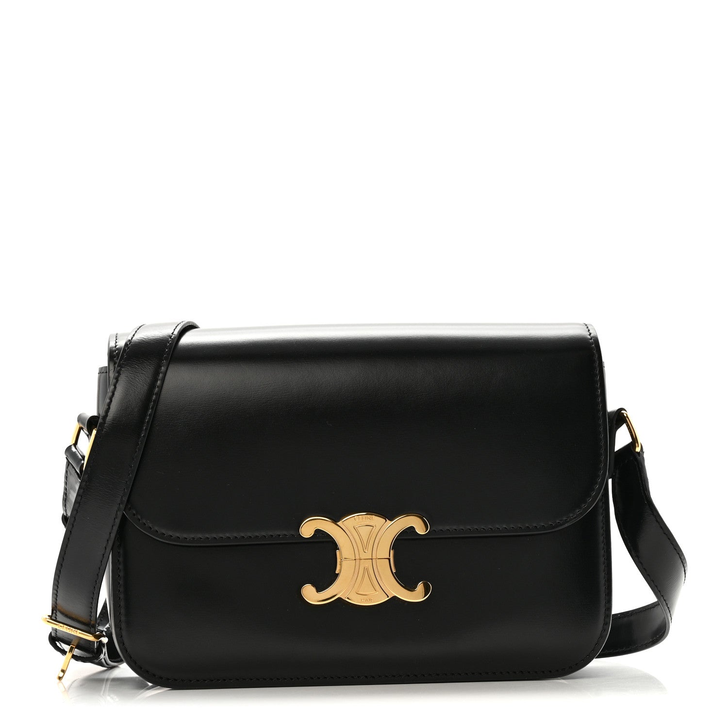 Celine Shiny Calfskin Medium Triomphe Black 1 of 15