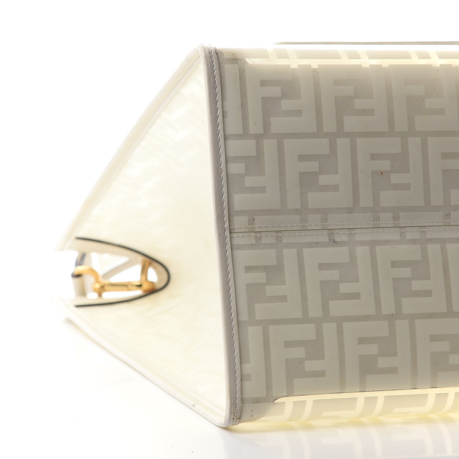 Fendi TPU FF Vitello Century Plexiglass Large Runaway Shopper Tote White 6 of 7