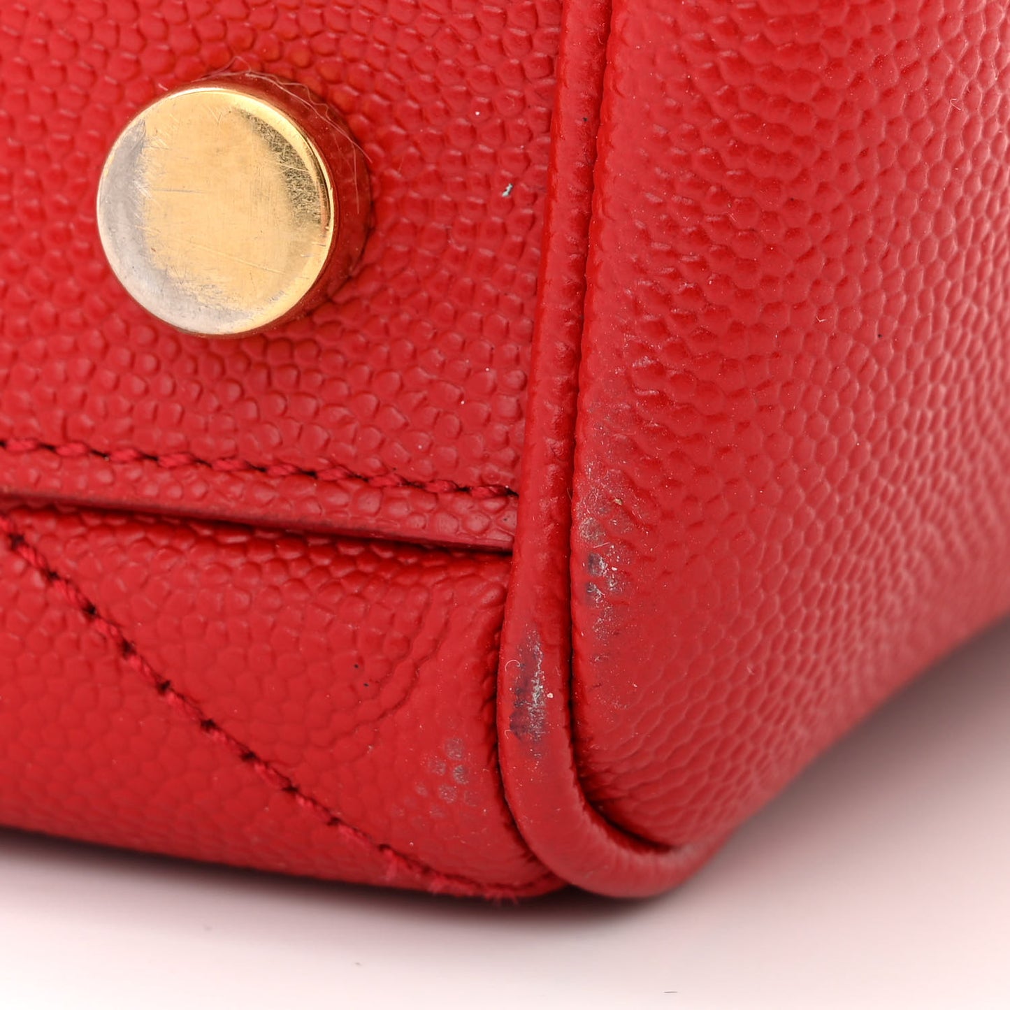 Grain De Poudre Matelasse Chevron Monogram Shopping Bag Red