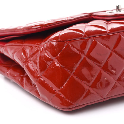 Chanel Patent Quilted Jumbo Double Flap Dark Red 11 of 19