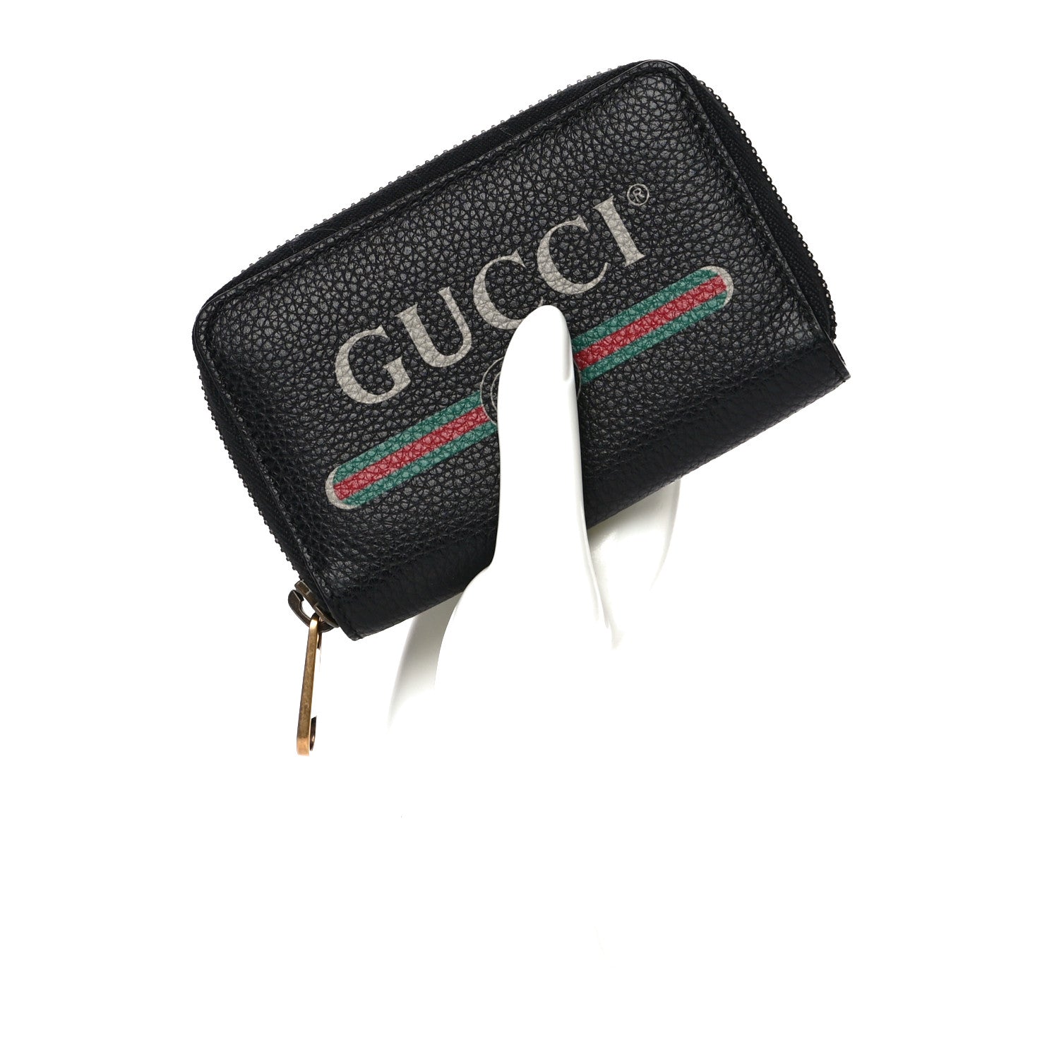 Gucci Calfskin Logo Zip Around Card Case Black 2 of 9