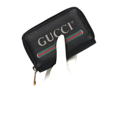 Gucci Calfskin Logo Zip Around Card Case Black 2 of 9