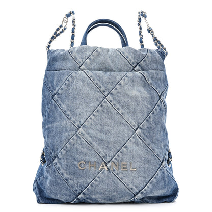 Chanel Denim Quilted Chanel 22 Backpack Blue 1 of 10