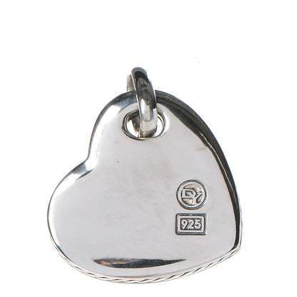 David Yurman Sterling Silver Black Onyx Diamond Heart Cable Pendant 3 of 4