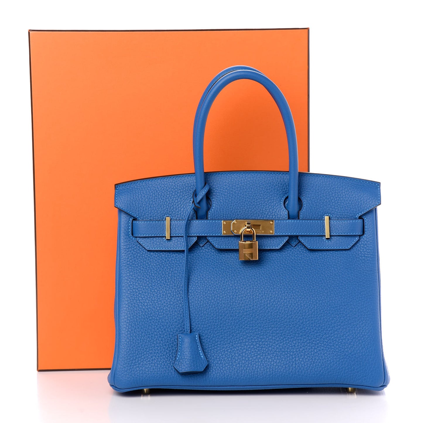 Taurillon Clemence Birkin 30 Bleu Hydra
