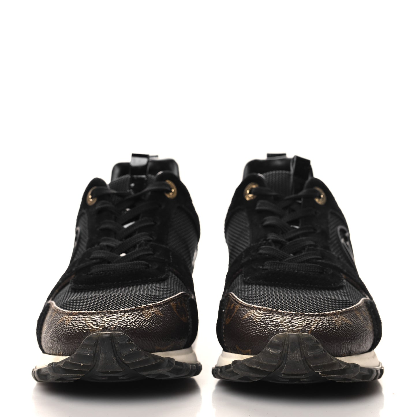 Suede Monogram Run Away Sneakers 37 Black