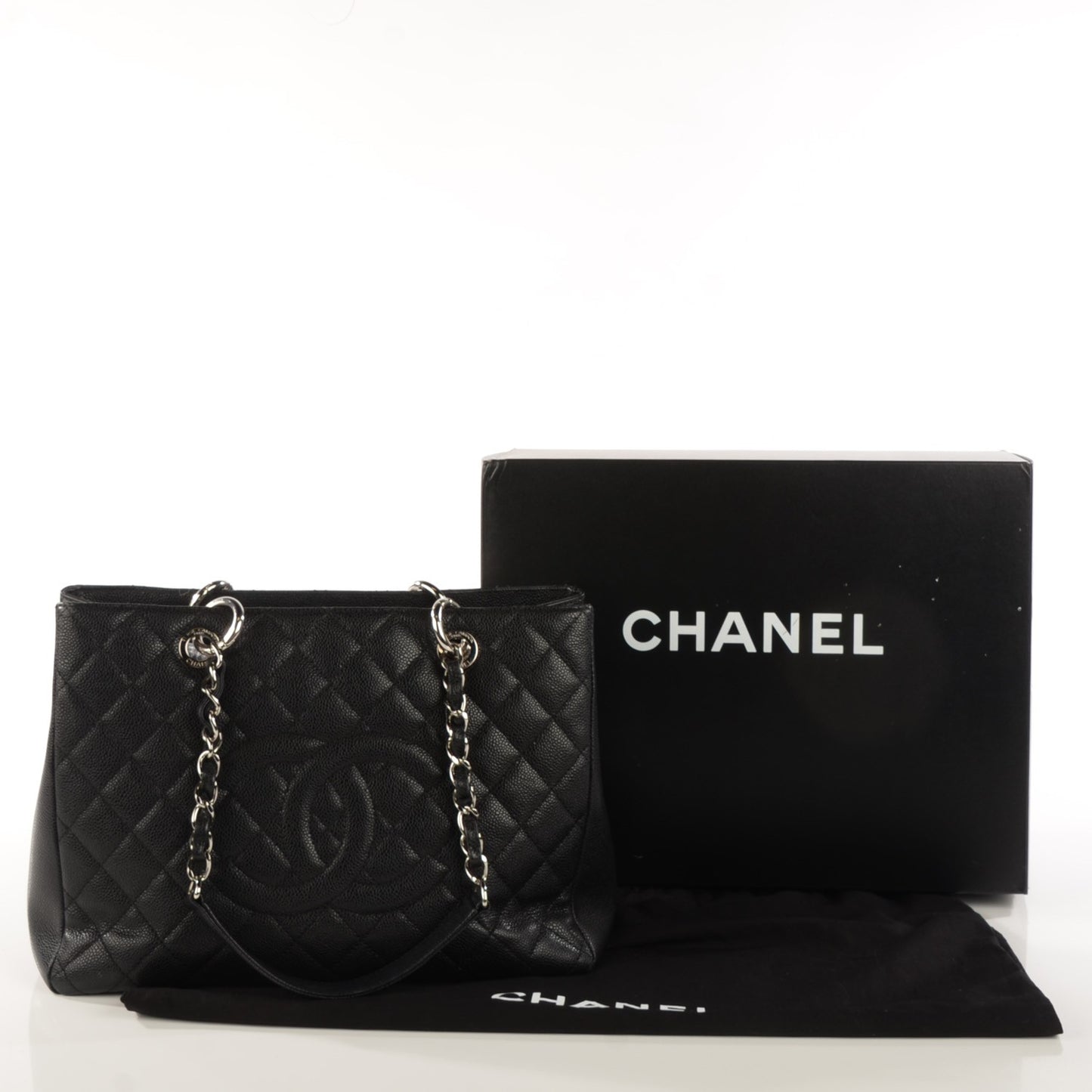 Caviar Quilted Grand Shopping Tote GST Black