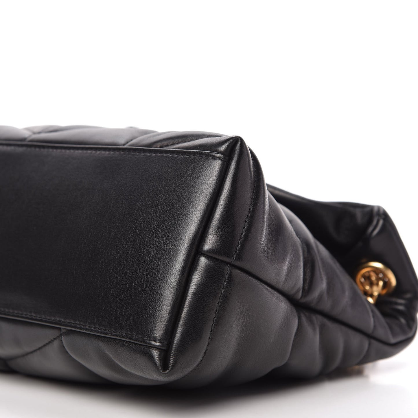 Lambskin Quilted Small Loulou Puffer Monogram Chain Satchel Black