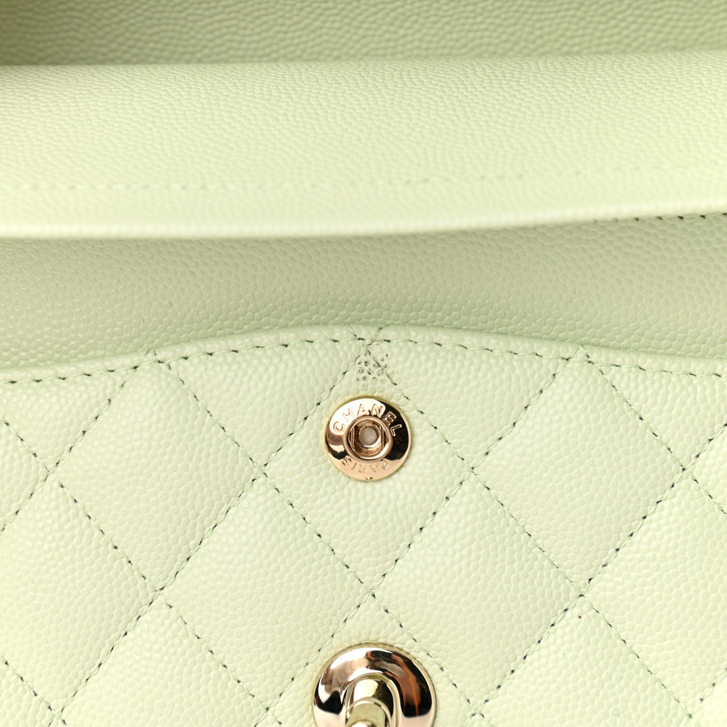 Caviar Quilted Small Double Flap Light Green