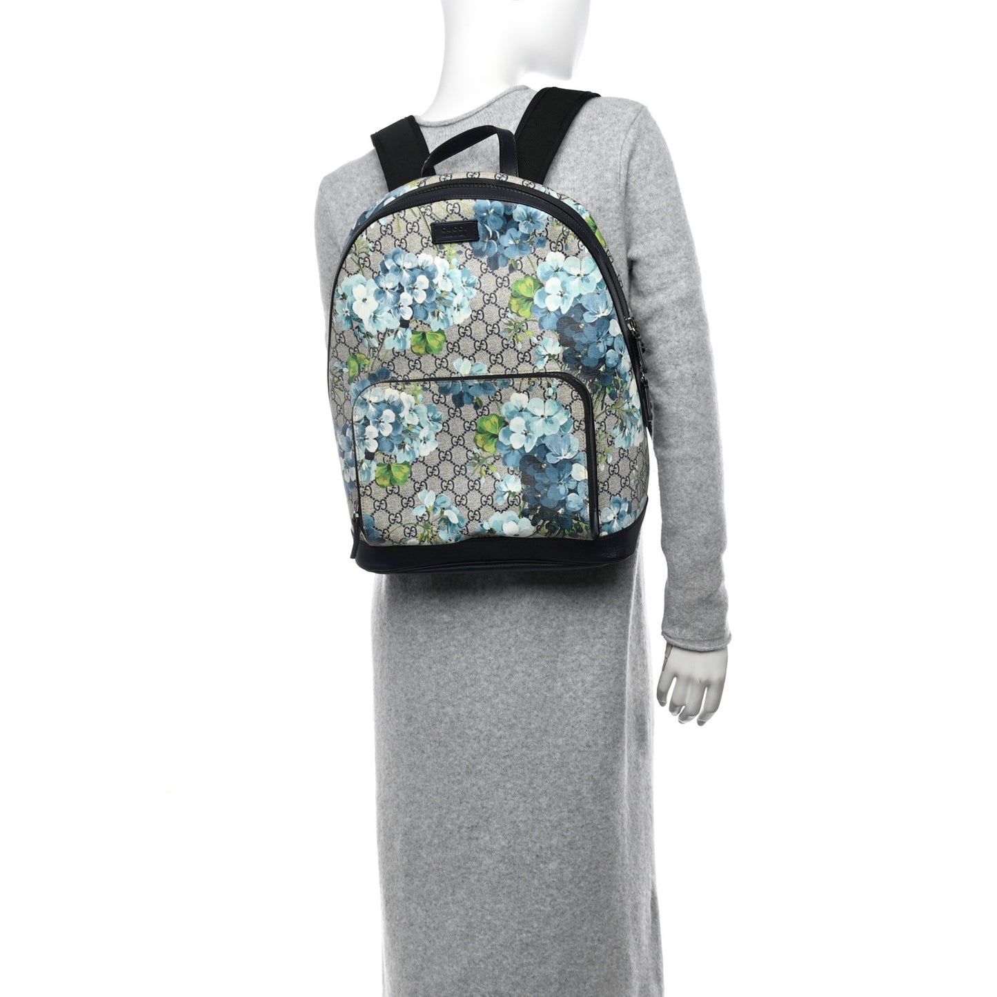 GG Supreme Monogram Blooms Medium Day Backpack Beige Blue Navy