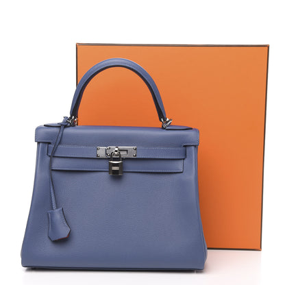 Hermes Evercolor Verso Kelly Retourne 28 Bleu Brighton Orange Poppy 10 of 10