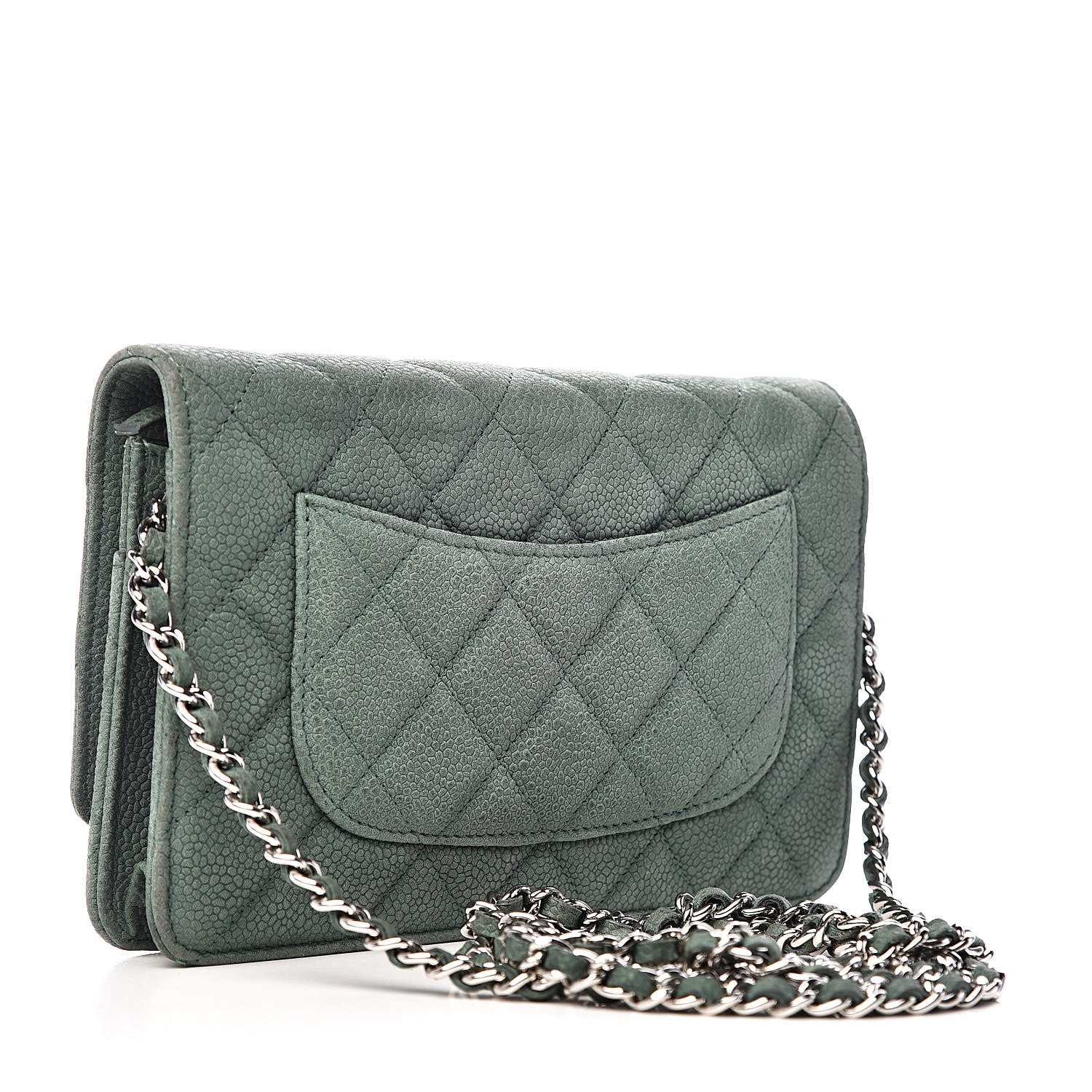 Chanel Iridescent Caviar Quilted Wallet On Chain WOC Green 3 of 11