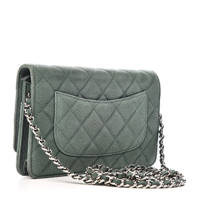 Chanel Iridescent Caviar Quilted Wallet On Chain WOC Green 3 of 11