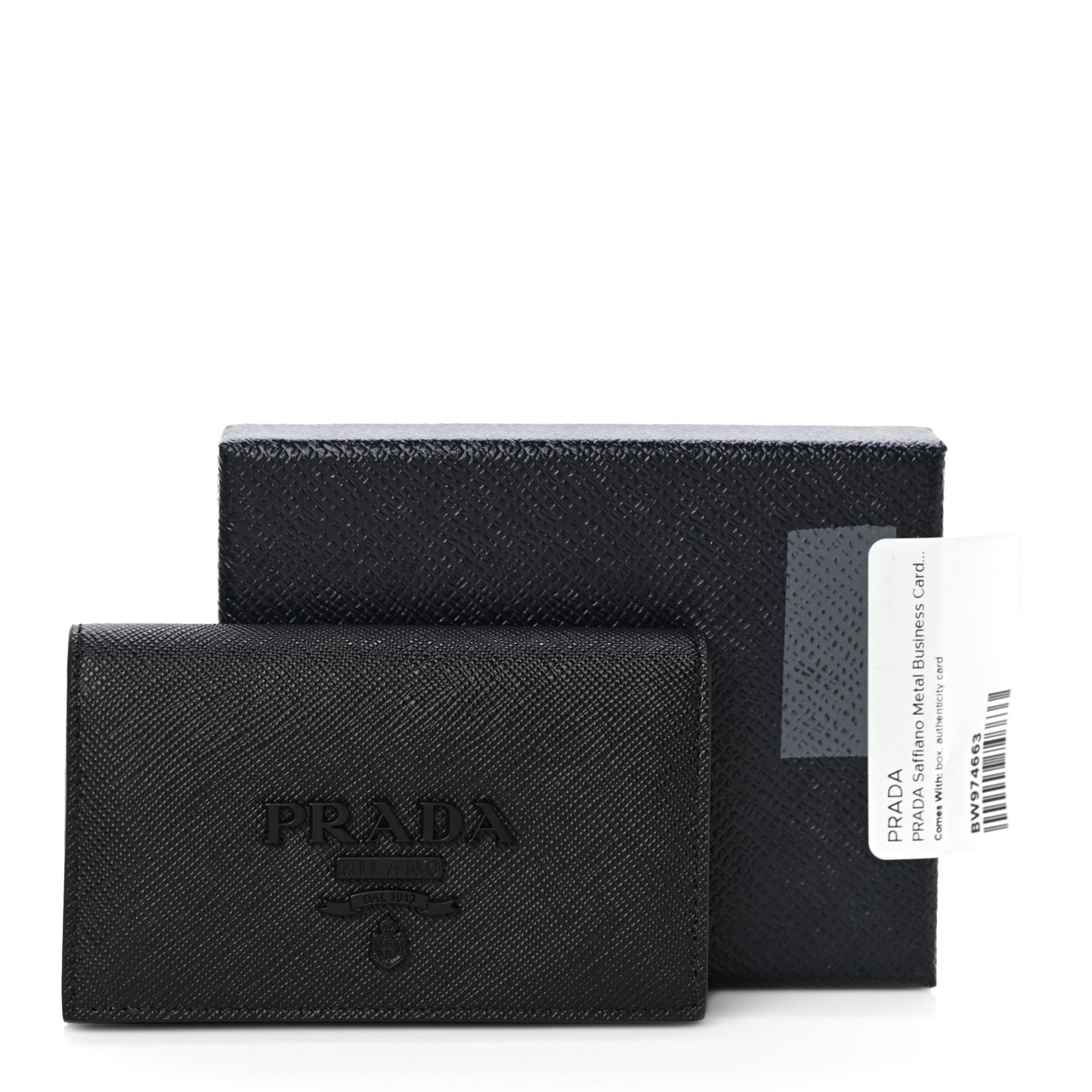 Saffiano Shine Monochrome Metal Business Card Holder Black