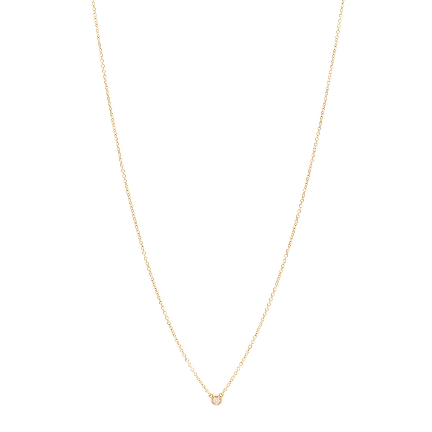 18K Rose Gold Diamond .03ct Elsa Peretti Diamonds by the Yard Pendant Necklace