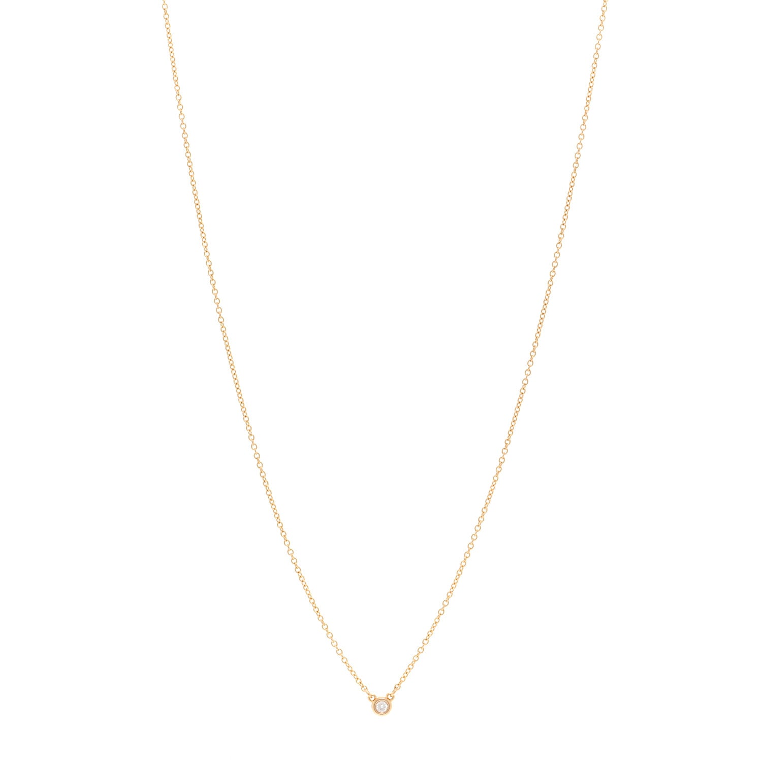 Tiffany 18K Rose Gold Diamond .03ct Elsa Peretti Diamonds by the Yard Pendant Necklace 1 of 4