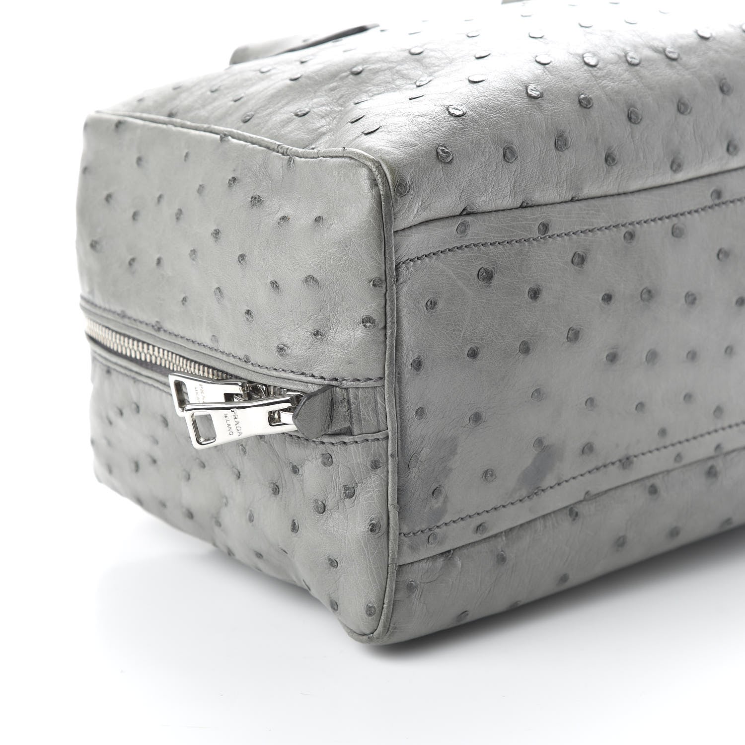Prada Ostrich Lage Inside Tote Grey 5 of 9