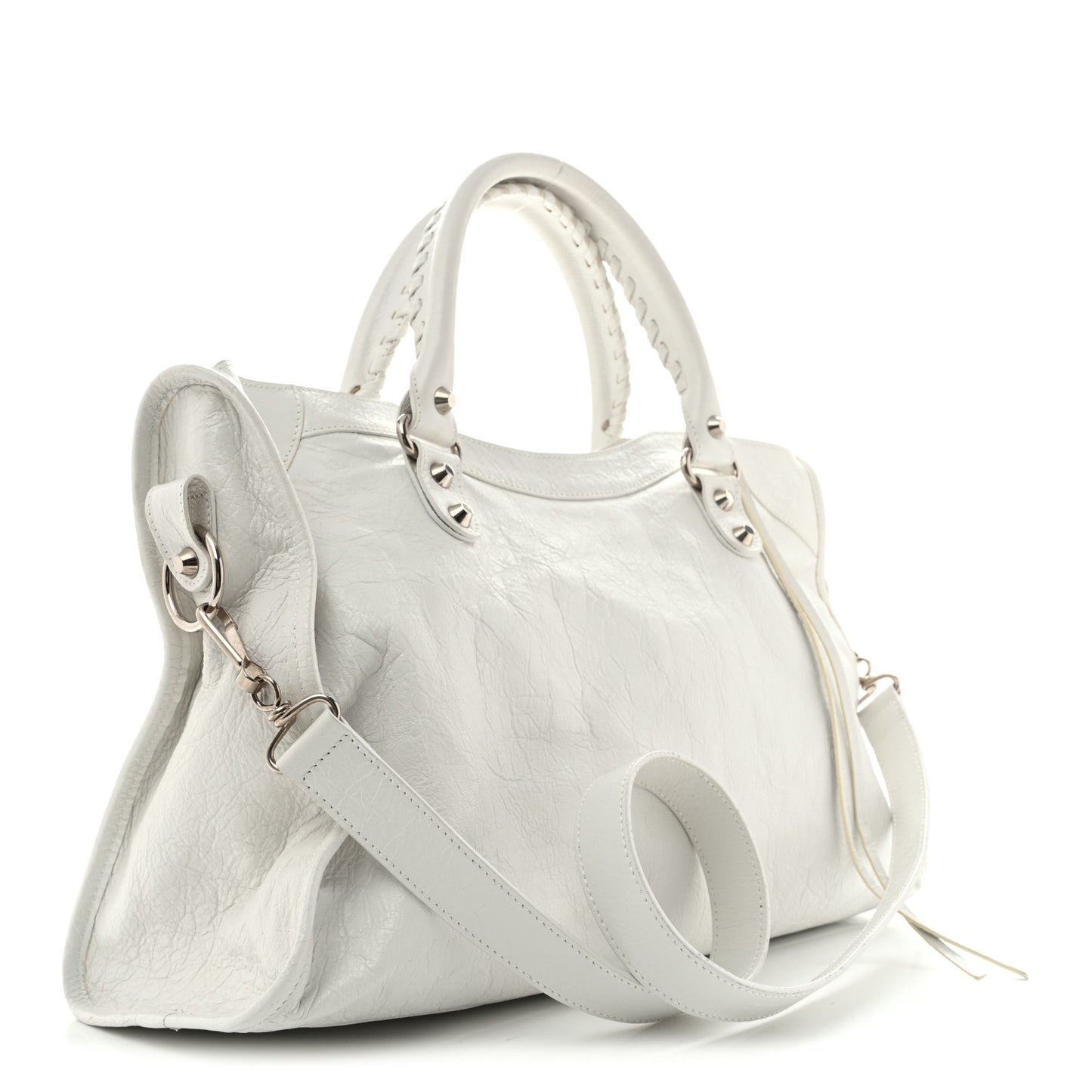 Agneau Arena Silver Hardware Medium Le City Optic White