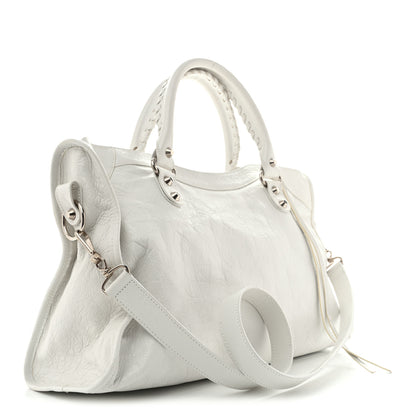 Balenciaga Agneau Arena Silver Hardware Medium Le City Optic White 3 of 15