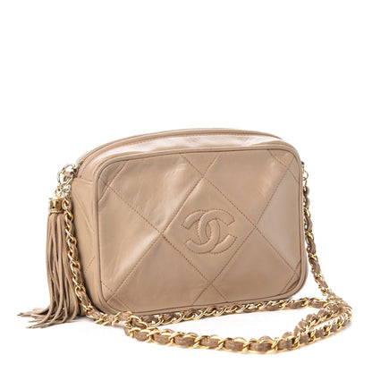 Chanel Lambskin Quilted Tassel Camera Case Beige 3 of 13