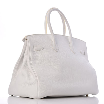 Hermes Taurillon Clemence Birkin 35 White 3 of 45
