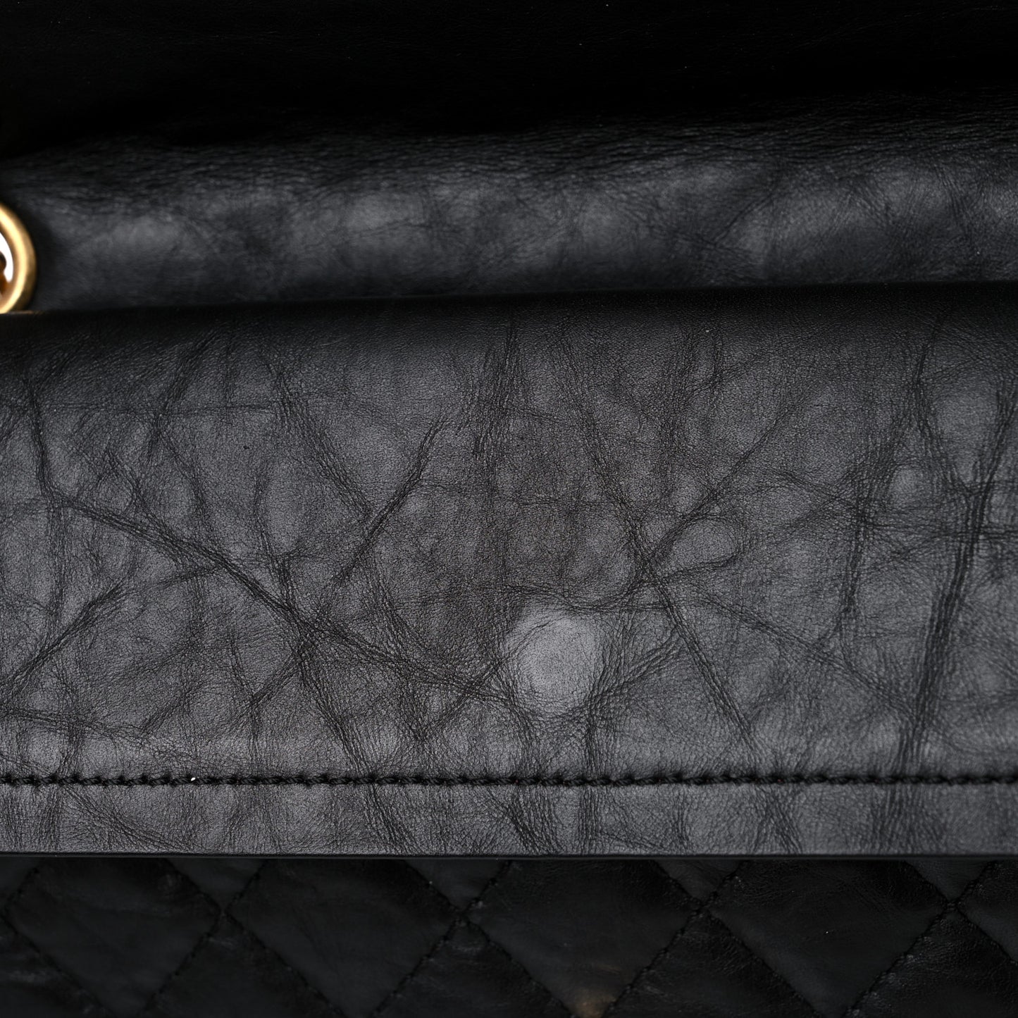 Aged Calfskin Quilted 2.55 Reissue 225 Flap Black
