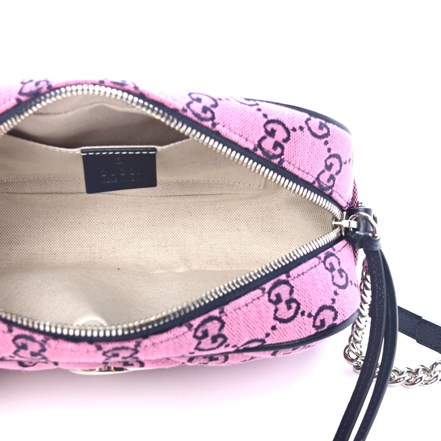 Gucci Monogram Multicolor Matelasse Diagonal Small GG Marmont Chain Shoulder Bag Pink Blue 4 of 4
