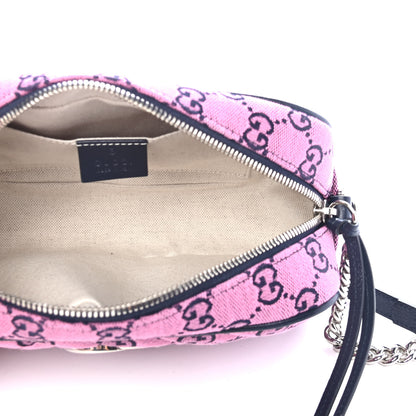 Gucci Monogram Multicolor Matelasse Diagonal Small GG Marmont Chain Shoulder Bag Pink Blue 4 of 4