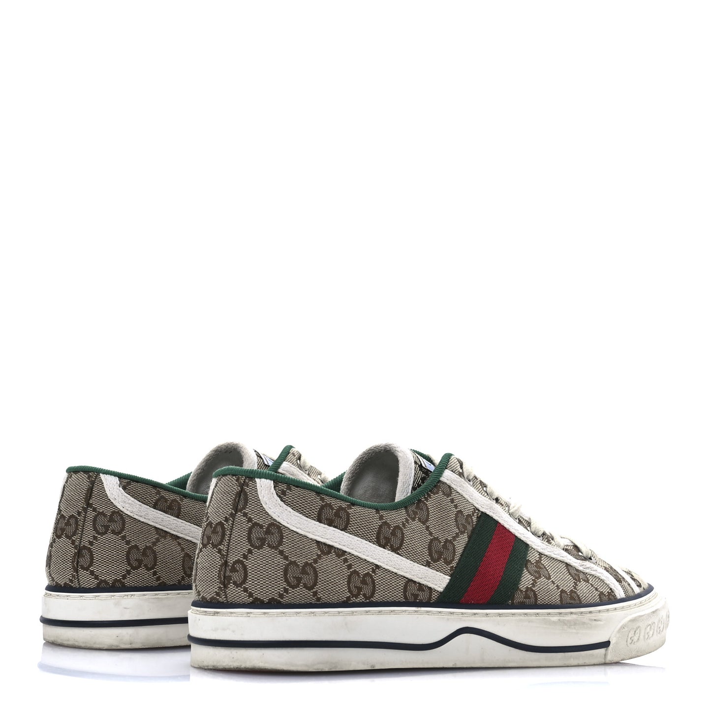 GG Monogram Web Womens 1977 Tennis Sneakers 41 Beige Ebony Mystic White