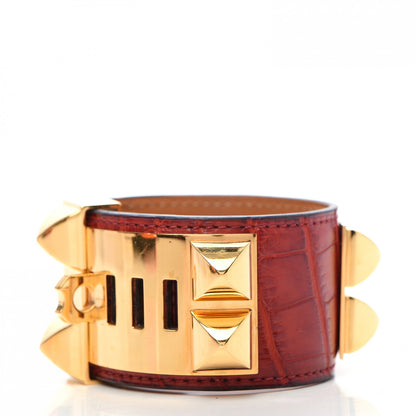 Hermes Shiny Alligator Collier De Chien CDC Bracelet S Rouge H 3 of 9