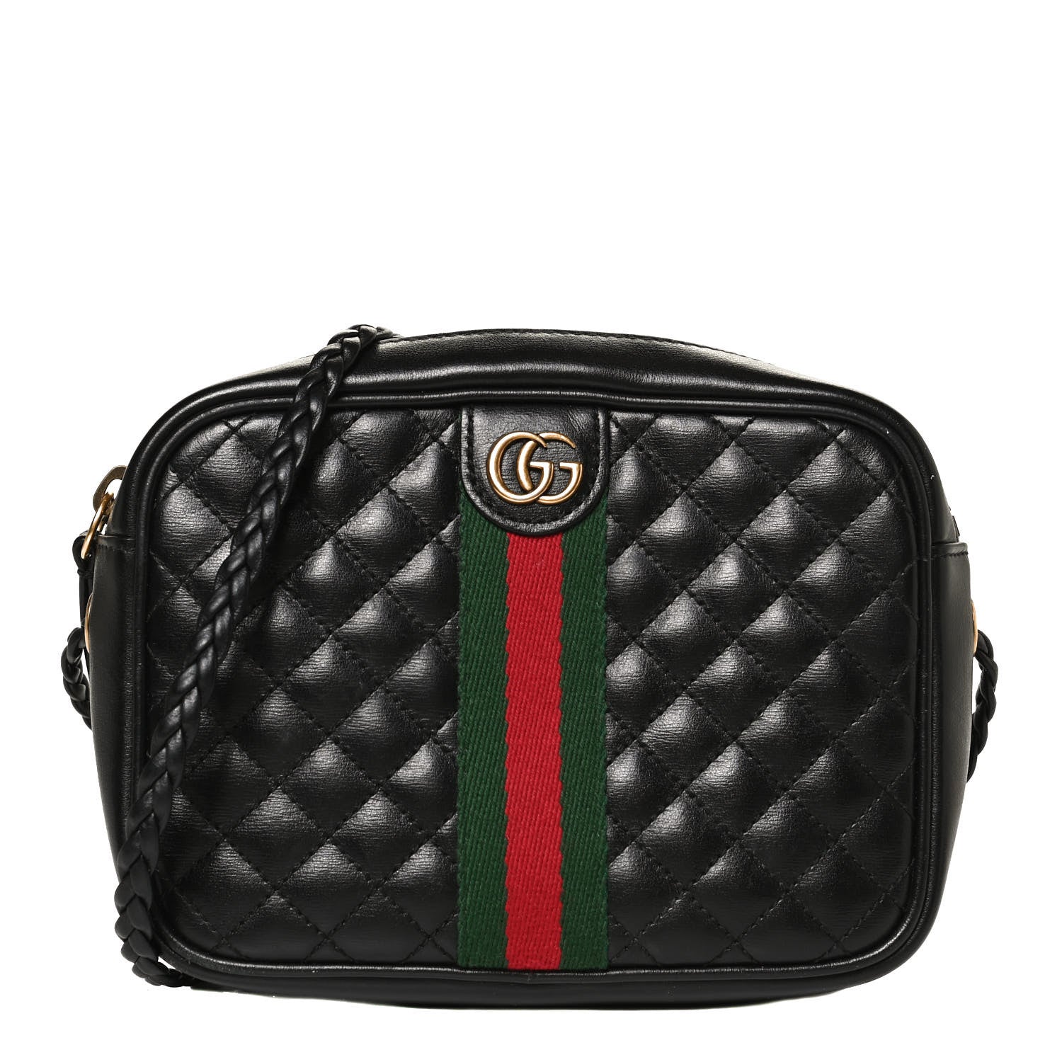 Gucci Calfskin Trapuntata Web Mini GG Shoulder Bag Black 1 of 12